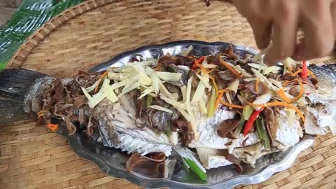 Yummy cooking sea food fish recipe _ Cooking skills _ Khmer Survival Skills