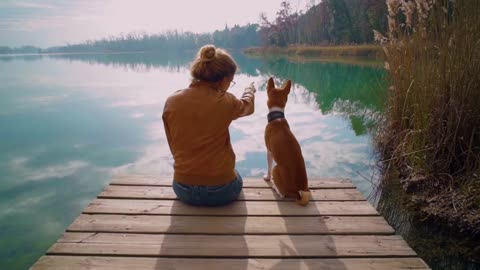 This Beautiful Little Dog Loves Getting Caressed In Front Of Lake Water!