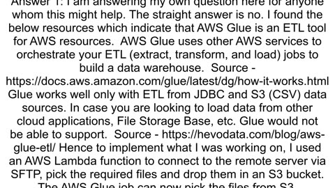 Can AWS Glue connect to a remote server via SFTP