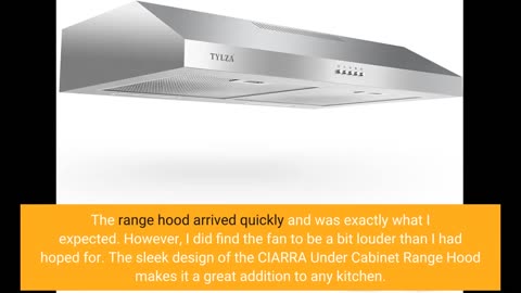 CIARRA Under Cabinet Range Hood 30 inch Vent Hood for Kitchen with 3 Speed Exhaust Fan, Ducted...