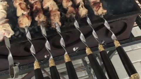 Grilled meat skewers appealing to Asian flavor