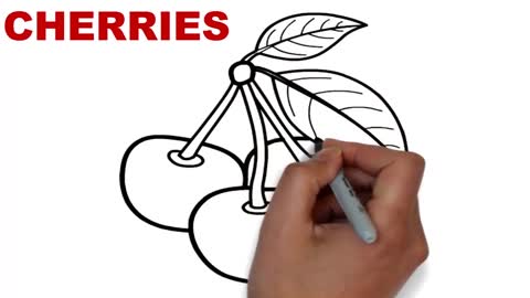 Drawing and Coloring for Kids - How to Draw Cherries (Without Coloring)