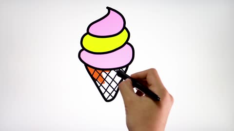 Drawing and Coloring for Kids - How to Draw Ice Cream 01