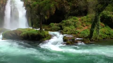 Relaxing Music Piano, Waterfall, sound of water, birdsong, nature relaxation , soothing music