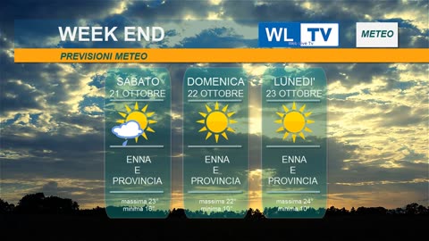 Previsioni Meteo - Week End dal 21 al 23 ottobre a cura di WLTV