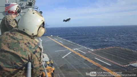 F-35B Stealth Fighters Flight Ops on Amphibious Assault Ship