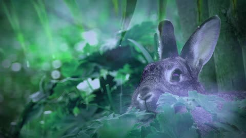 Relaxing Piano Music & Rain Sounds with cute rabbit