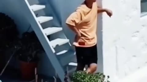 Funny moments different way of getting down the stairs