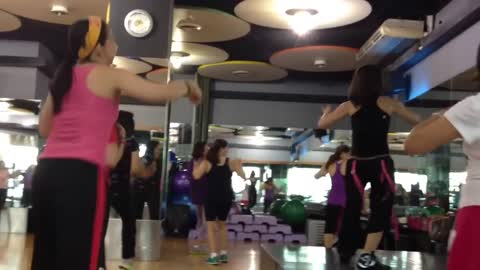 Gangnam style Zumba fitness with Marites at Golds gym Philippines.