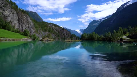 beautiful nature norway natural landscape lovatnet lake