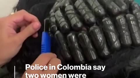 Police in Colombia saytwo wuggle cocaine inside hair extensions.