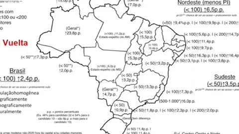 Mapa que demonstra anomalias nas urnas brasileiras