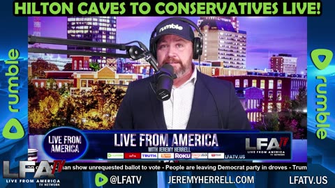 HILTON CAVES TO CONSERVATIVES LIVE!!