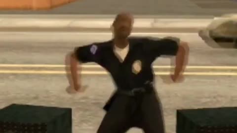 Policeman dancing to ting ting tang