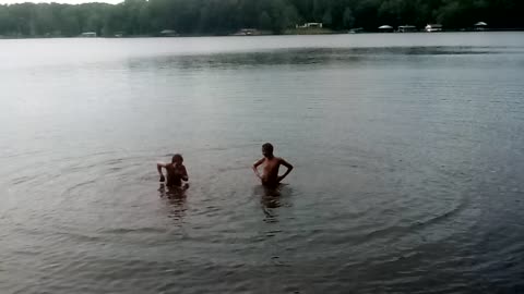 Taking a dip in the lake