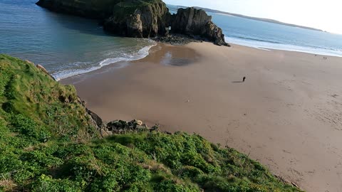 Climbing the stairs. Overlooking St Catherine's rock. Tenby. March 2022