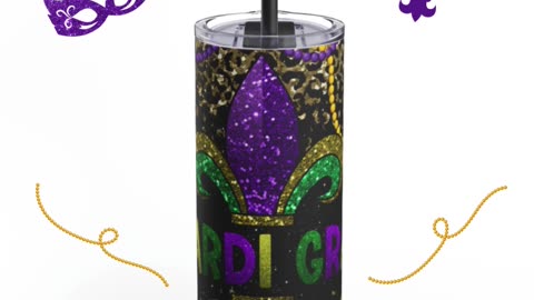 Mardi Gras Skinny Tumbler