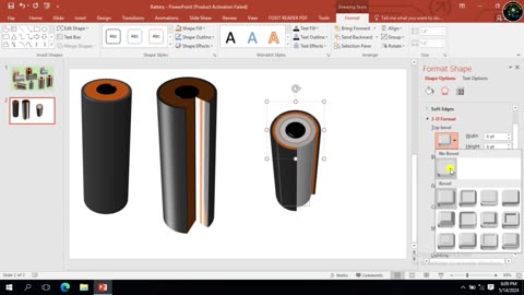 How to draw a schematic diagram of Internal Structure of the Battery using Microsoft PowerPoint