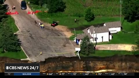 Side of Minnesota's Rapidan Dam eroded by raging floodwaters CBS News