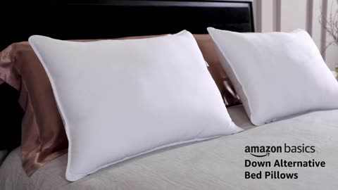 Amazon Basics Down Alternative Bed Pillow, Medium Density