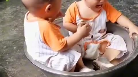 Small babies funny fight