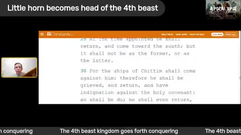 Little horn becomes head of the 4th beast and goes forth conquering- Bro Gerry Ripley