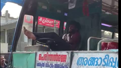 Crazy Fan!! Terribly Heading A Moving Bus By a Brazilian Football Fan in Kerala. Hard Die Neymar Fan