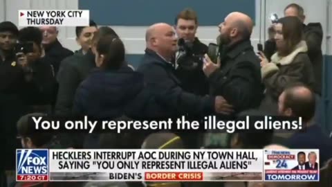 Hecklers at a NY Town Hall interrupt AOC again, ( you only represent illegal aliens)