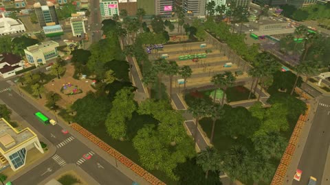 Intercity bus station and central tram station. Cities skylines