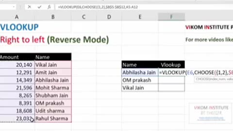 Reverse Vlookup