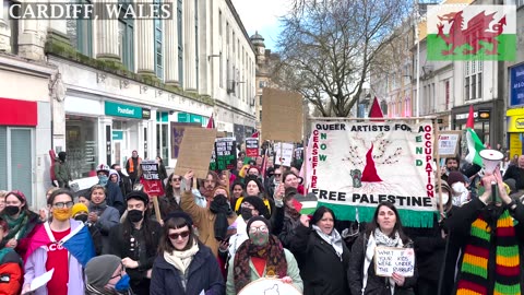 Queer Feeder March For Palestine, Queen Street Cardiff South Wales