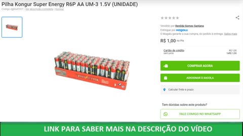 Pilha Kongur Super Energy R6P AA UM-3 1.5V (UNIDADE)