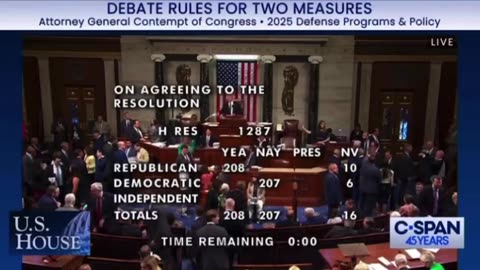 BREAKING: The House has voted 208-207 to hold Attorney General Merrick Garland in contempt of congress.