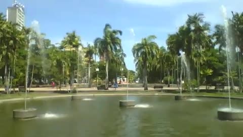 Beautiful water fountain in the park on the lake, wonderfully gorgeous! [Nature & Animals]