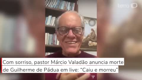 Com sorriso, pastor anuncia morte de Guilherme de Pádua em live: “Caiu e morreu”