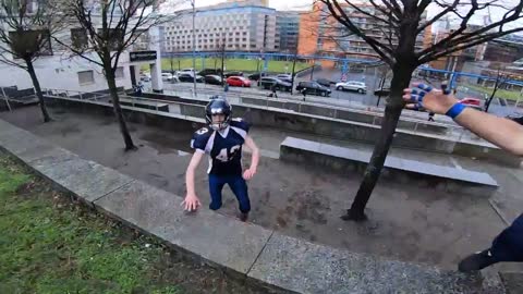 Super Bowl Parkour POV Chase - Parkour vs American Football