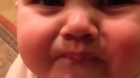 Babies eating lemon for the first time