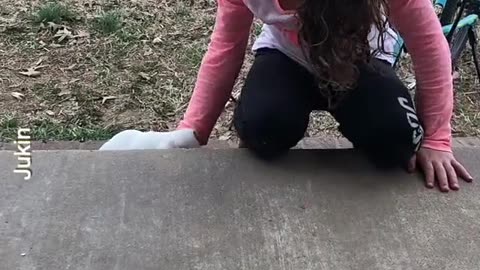 AWE 🤗A LITTLE GIRL TEACHING HER PUPPY TO CLIMB UP THE PORCH STAIRS