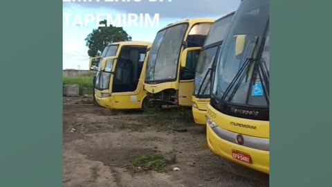 Bus cemetery of what was once the largest road transport company in Brazil