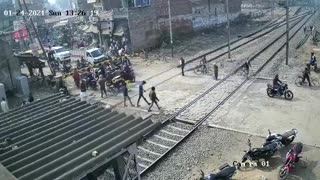 Speeding train spares man-in-hurry but smashes his motorcycle into pieces in India