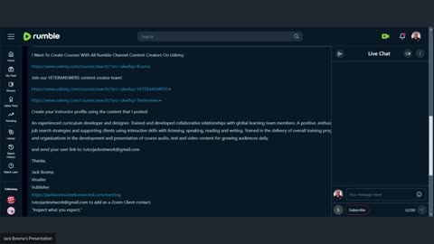 I Want To Create Courses With All Rumble Channel Content Creators On Udemy