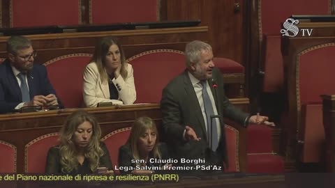 🔴 Sen. Claudio Borghi, in Aula, in dichiarazione di voto della Lega sul Decreto PNRR (23/04/2024).