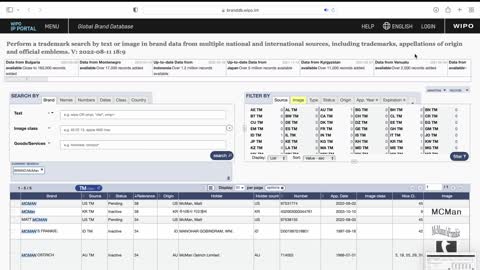 WIPO Global Brand Database Trademark Search Results for McMan August 11, 2022