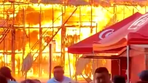 Massive fire at artisanal bullring in Panabá, a town in Yucatan, Mexico