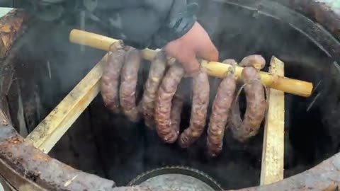 I Smoked Homemade Sausages in a HUGE Wooden Barrel! Juicy and Smoky