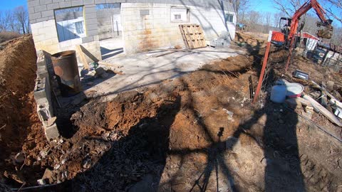 Digging french drain and a stump