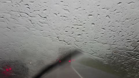 Driving in the heavy rain