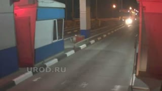 Moment Sleeping Lorry Driver Crashes Into Toll Booth