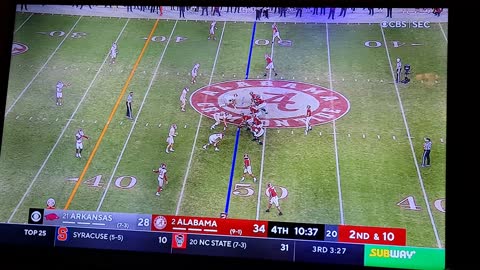 Alabama tired,fumbles on goal line!