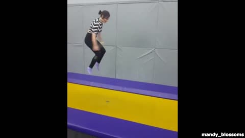 Girl purple trampoline full fold